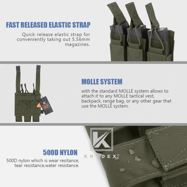 KRYDEX Modular Triple SMG Magazine Pouch - Image 9